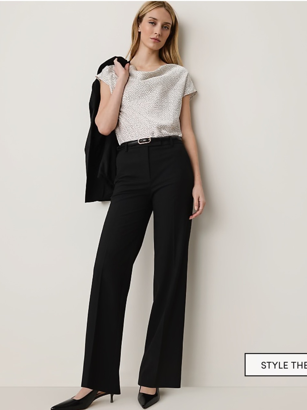 Ann Taylor Black Wide-Leg Dress Trousers